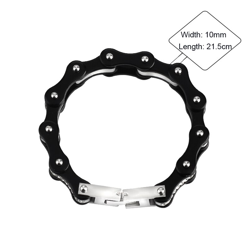 Pure black Motorcycle Bicycle Polishing Biker Bracelet 316L Stainless Steel Men's Bike Chains Bracelet Bangle Jewelry