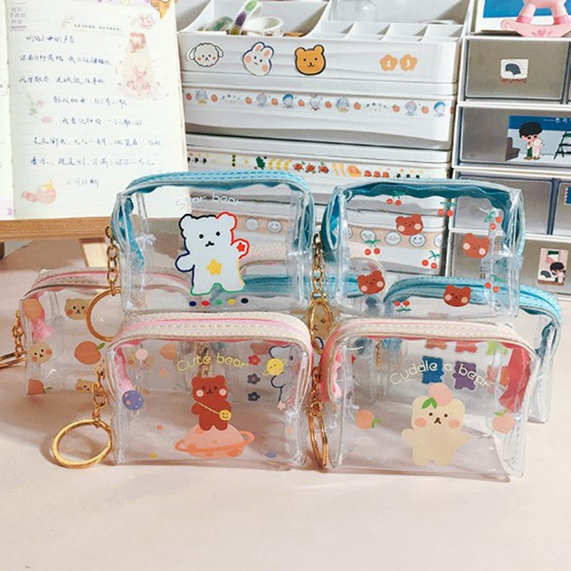 1 pièces Mini Transparent petit portefeuille porte-monnaie sac pochette sac à main femme clé sac à main cosmétiques pochette de rangement