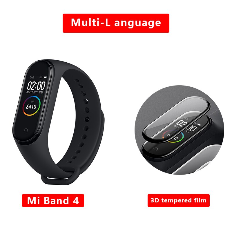 Xiaomi MiBand4 Fitness Tracker 0.95Color AMOLED 5.0 Smart Bracelet Monitor 50m Waterproof 135mAh up to 20Days Activity Tracker: 3D tempered film