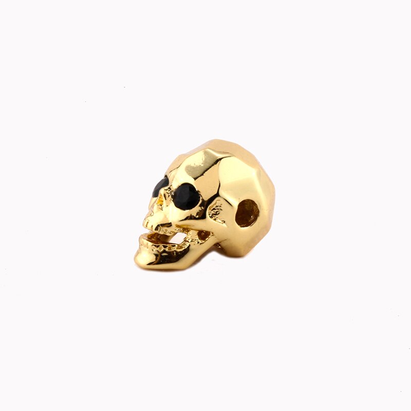 Dödskalle pärlor för smycken tillverkning micro pave koppar cz charm handarbete pärlor guld tillbehör gör det själv armband spacer pärlor gotiska