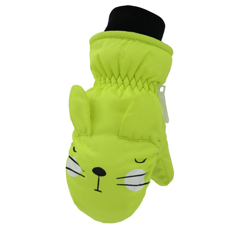 Kinderen ski handschoenen winddicht waterdicht dikke warme handschoenen winter jongen/meisje baby wanten koude outdoor handschoenen: Groente