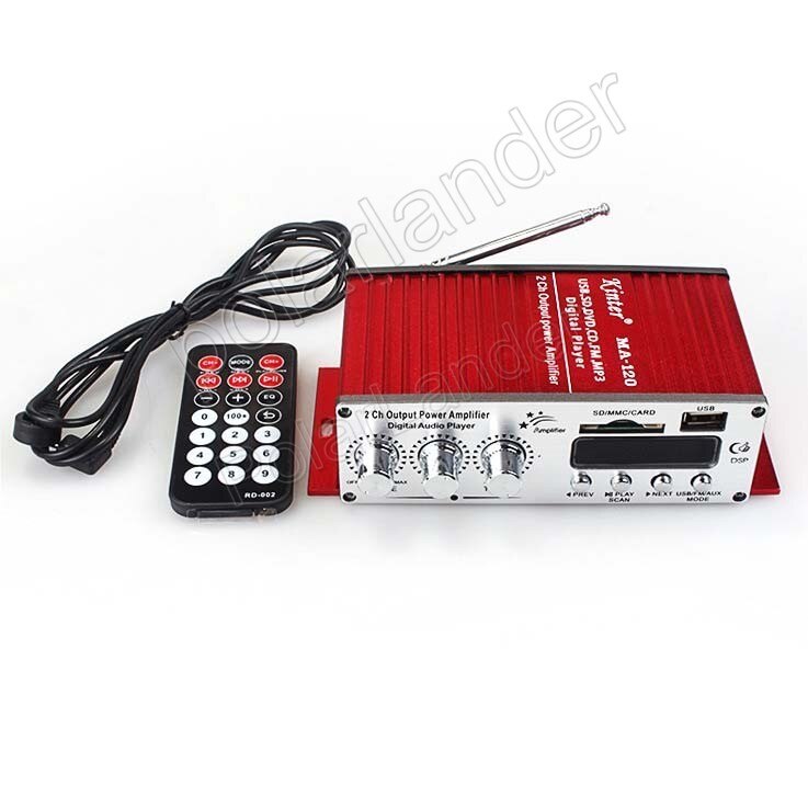 2CH uitgangsvermogen versterker 20WX2 RMS hoogwaardige digitale speler MP3 USB sd FM stereo mini auto stereo Audio versterker