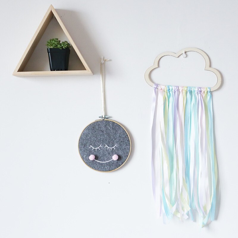 ins styl skandynawski drewniane puste chmury kutas wisiorek wiszący ornament ścienny dekoracja pokoju dziecięcego przedszkole fotografia rekwizyty: G