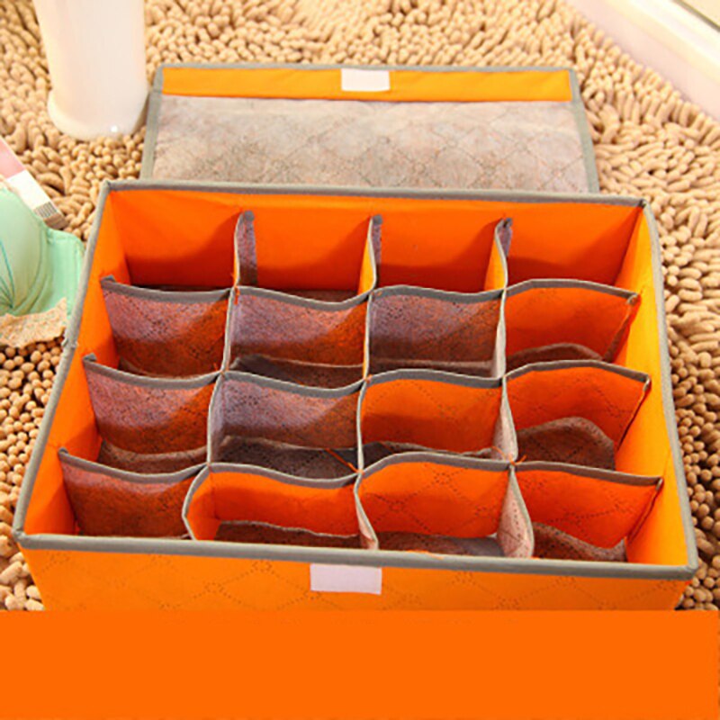 Organizer na skarpetki z wieloma kratkami, pudełko robić przechowywania bielizny, szuflady na biustonosze, przegrody, organizery robić szafy z włókniny, strąk ubrania: 16 siatki pomarańczowe