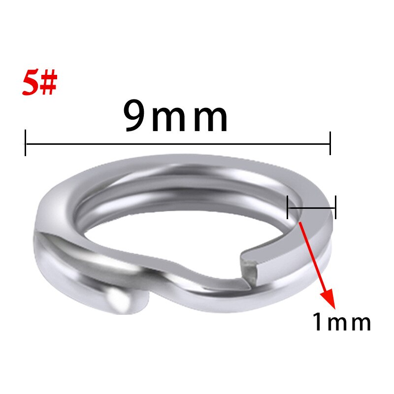 50/100 stk fiskering i rustfritt stål splittring fiskeslukkobling solid ringtilbehør fiskekrok snapsluksvivel: 9mm / 100 stk