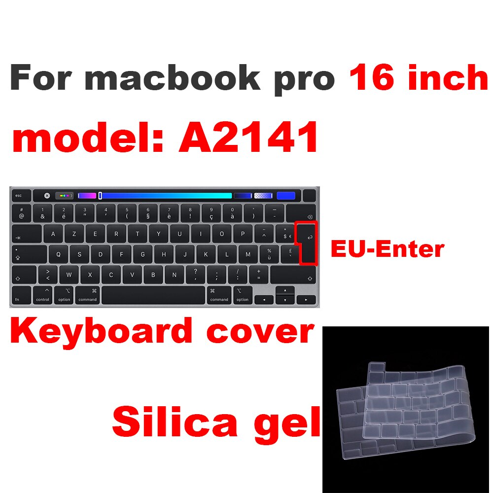 laptop keyboard cover macbook pro 16 inch A2141 Keyboard protective film Transparent keyboard cover For macbook pro 16: 16-Silica gel-EU-KEY