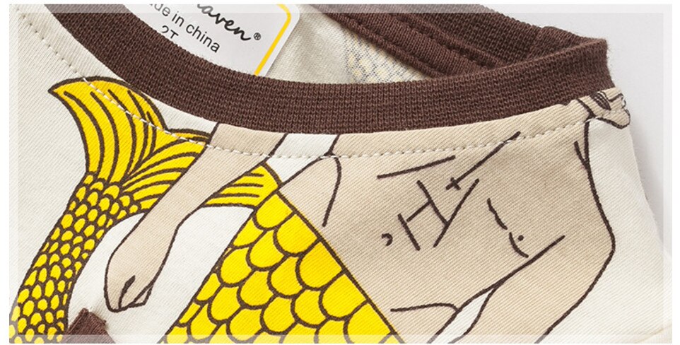 Wenig maven kinder baby jungen kleidung herbst jungen baumwolle langarm tops meerjungfrau print t shirt 51171