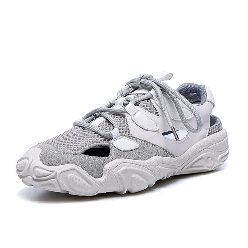 Koovan Vrouwen Sneakers Daddy Schoenen Sandalen Hol Ademende Sneakers Wedstrijd Platform Lace-Up Mesh Casual Trendy Voor meisjes: Grijs / 38