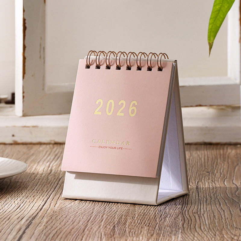 Simple Style English Mini Desk Calendar Desktop Display Portable Calendar Desktop Decoration Handmade Diary Desk Calendar: Red