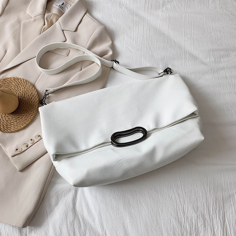 Grand sac à main Vintage pour femmes, fourre-tout en cuir PU de bonne , sacoche à épaule de styliste,: White