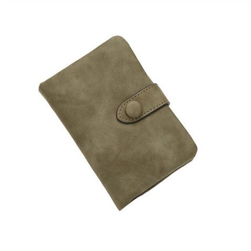 Mode Vrouwen Korte Portemonnees PU Lederen Dame Drukknoop Korte Koppeling Portemonnee Vrouwen Kleine Portemonnee Vrouwelijke Portemonnee: Army Green