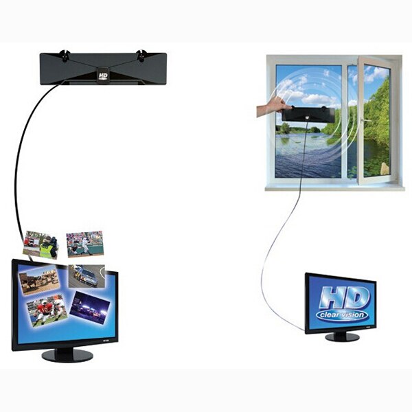 Digitaalinen sisä-tv antenni 1080p hdtv hd vhf uhf fm flat box valmis korkea vahvistus