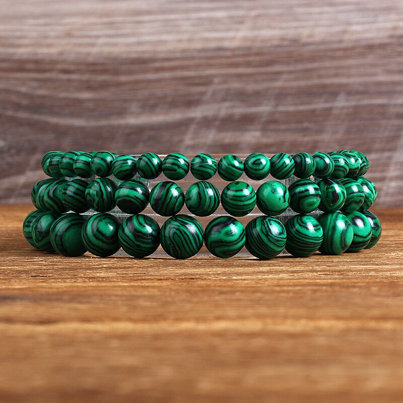 Malachite Beads Bracelet 4/6/8/10mm Natural Stone Peacock Malachite Beaded Handmade Bracelet Bangles Jewelry Women Men