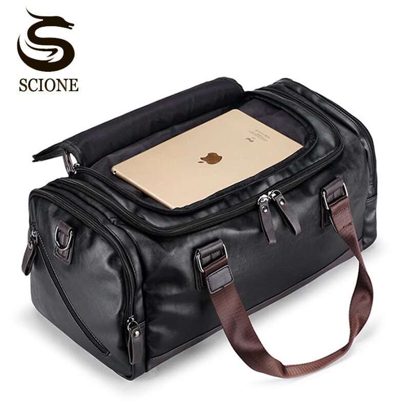 Bolso de viaje de PU suave para hombre, bolsa de hombro de negocios, de cuero, cruzado, para ordenador portátil