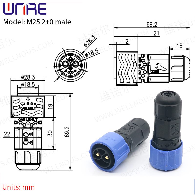 E-BIKE Battery Connector IP67 30-50A Charging Port M25 Plug With Cable Scooter Socket e Bike Plug Batteries: army green