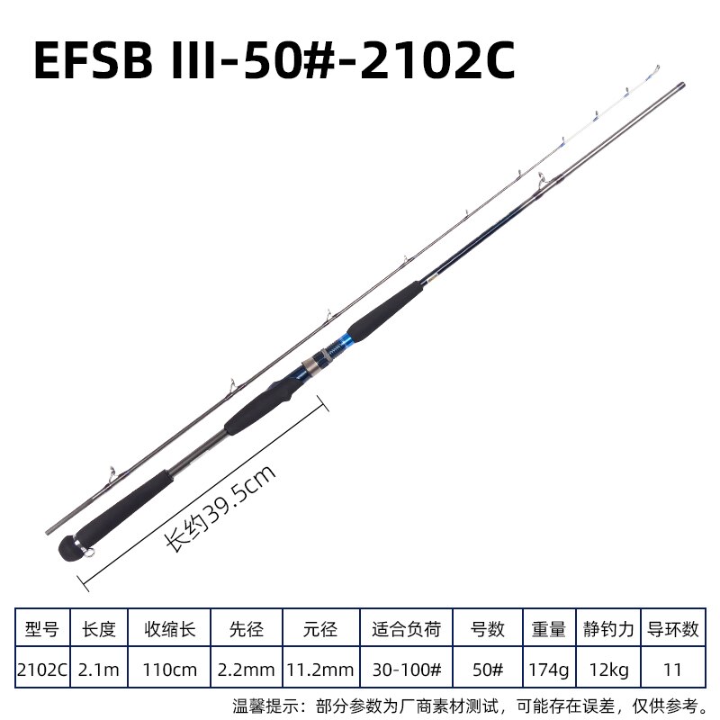 2022 ECOODA EFSB III Offshore Boat Fishing Rod 1.6m/1.8m/2.1m/2.4m/2.7m Bottom Rod Spinning Casting Rod 40-120# Luminous Tip: EFSB III-2102C