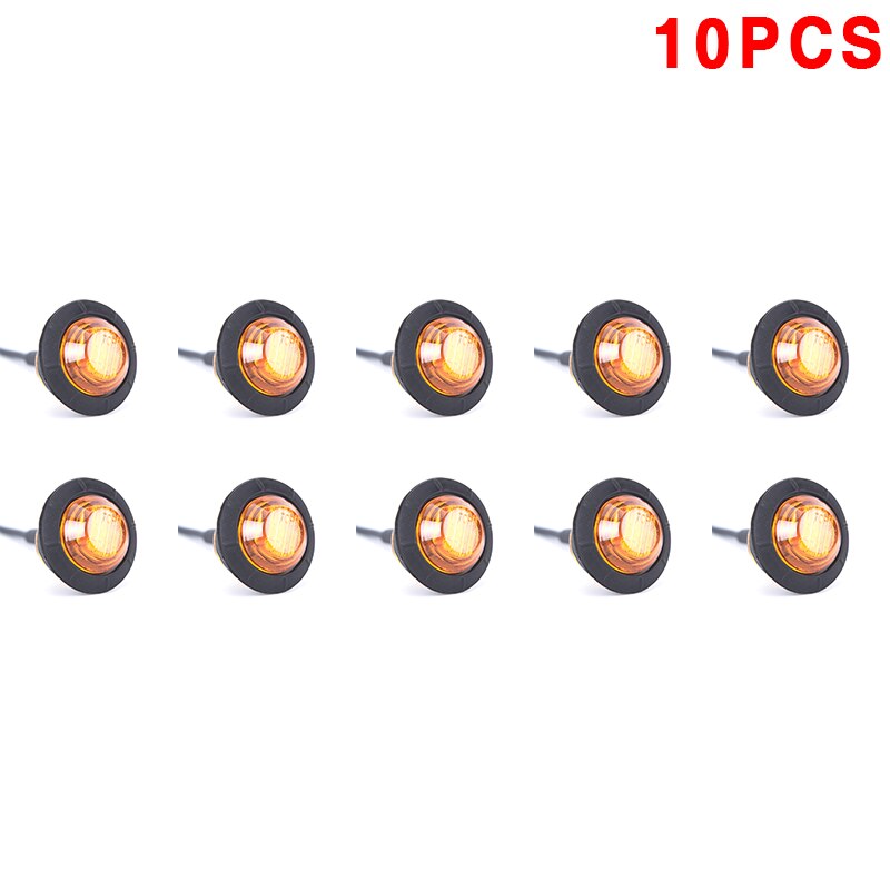 10 kpl mini 1 '' pyöreä keltainen led-valo edessä takasivu merkkivalot kuorma-auton perävaunun moottoripyörä 12v