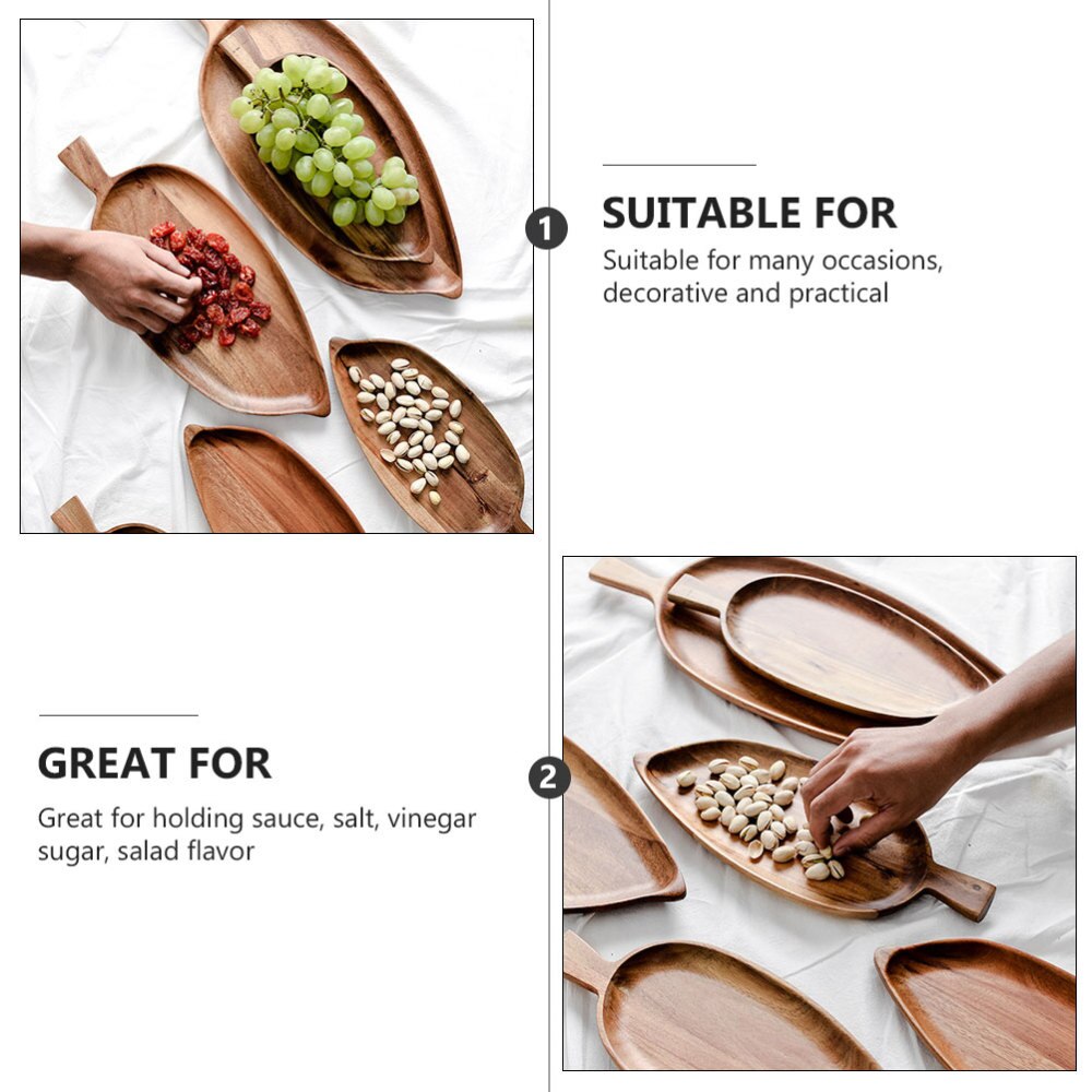 1Pc Wooden Tray Bread Plate Breakfast Dish Serving Tray (Light Brown)