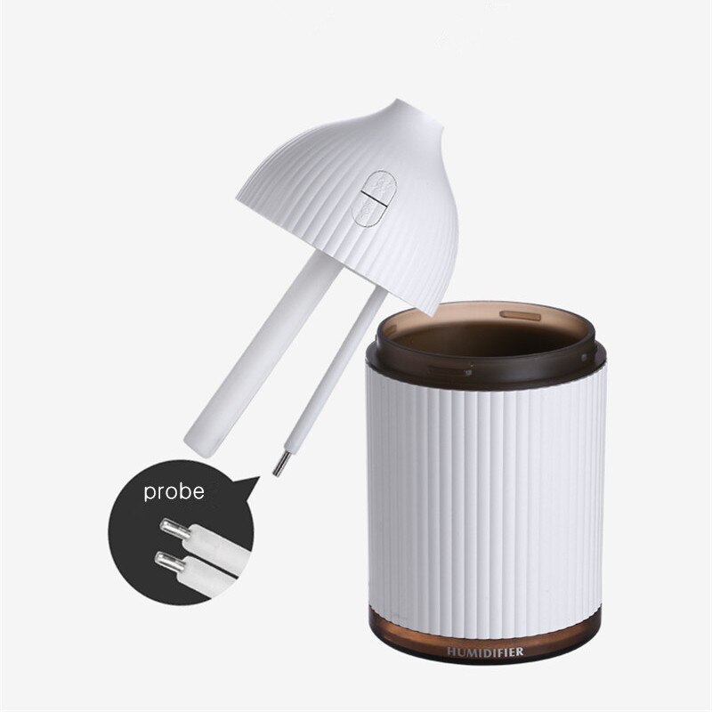 Hvid 300ml ultralyds luftfugter til hjemmearoma æterisk olie diffuser luftfugtere vandtåge maker med farverigt led lys