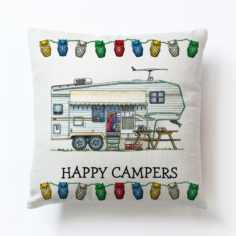 Novel Cartoon Hond Auto Bus Kampeerders Kussenslopen Siësta Kussenhoes Decoratie Sofa Rugleuning 45X45Cm Baby Kids: D14