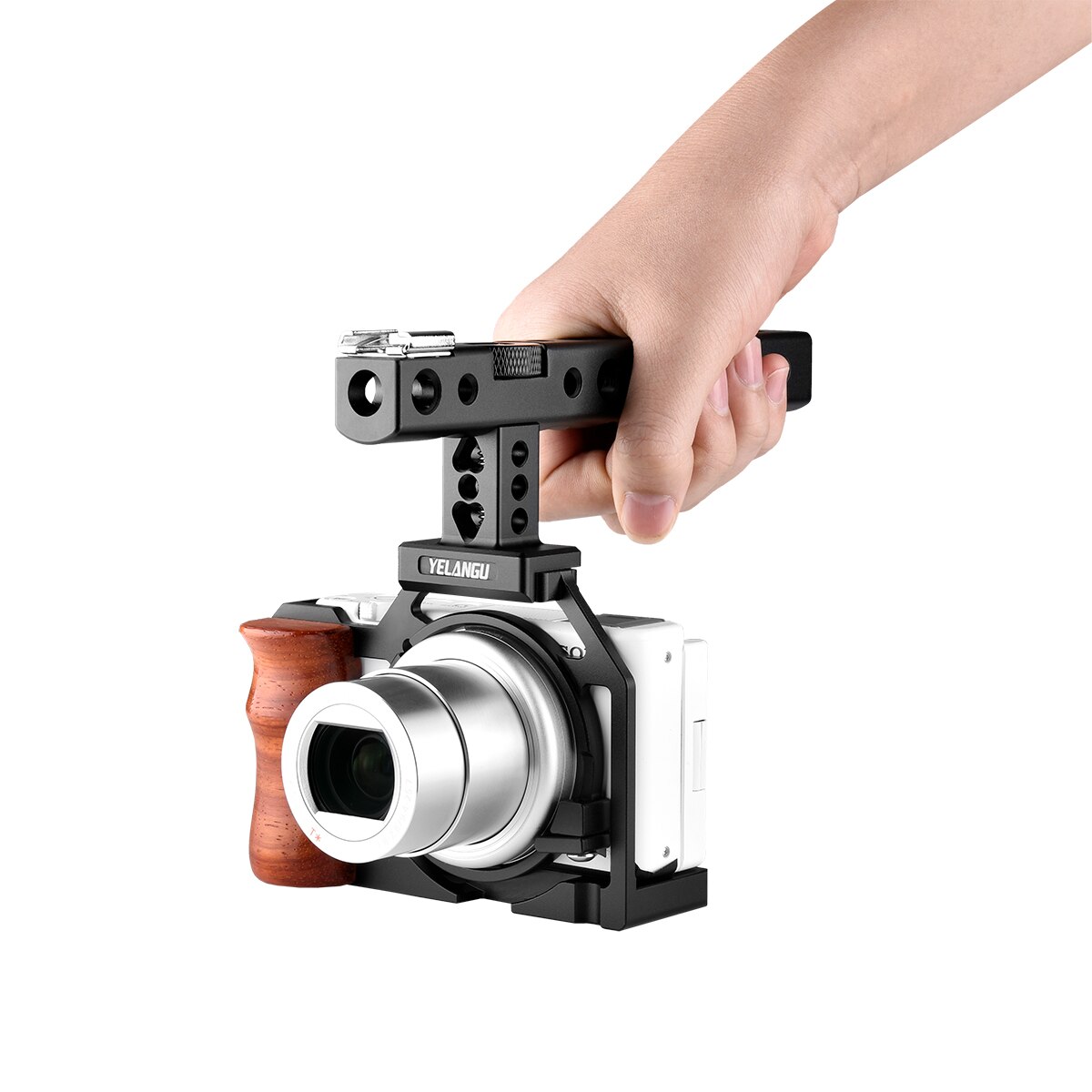 Impugnatura a gabbia ZV1 per gabbia per fotocamera Sony ZV1 con impugnatura laterale in legno scarpa fredda 1/4 &quot;foro per vite per microfono treppiede a LED