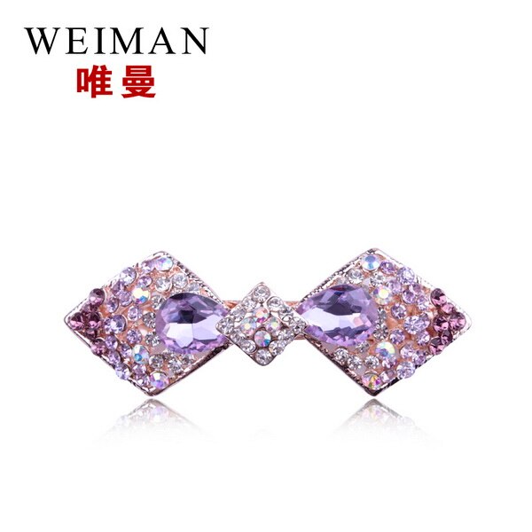 Weimanjingdian arco/doces cristal strass grampos de cabelo, grampos de noiva, joias de cabelo: candy purple