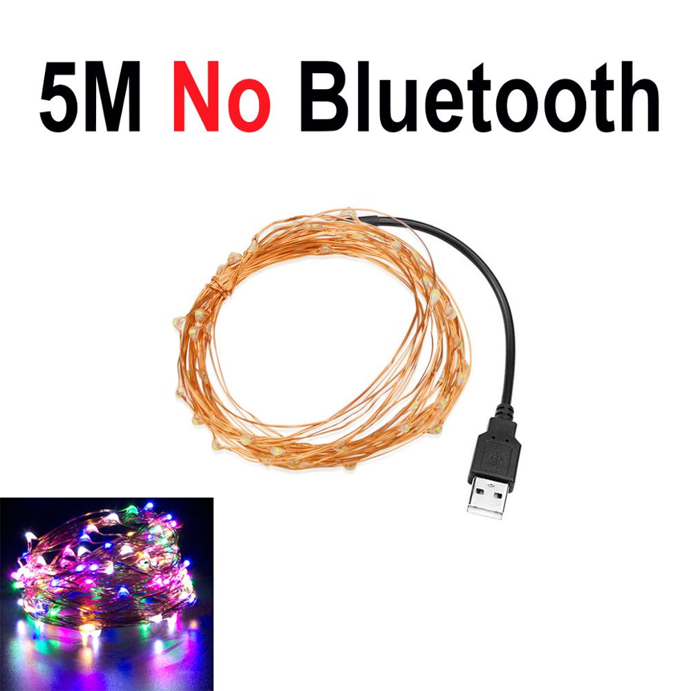 Julbelysning utomhus bluetooth led snöre trädgård års krans dekoration usb festong led ljus belysning: 5m utan bluetooth