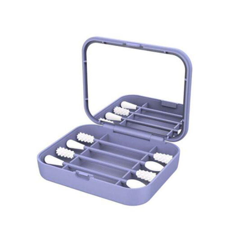 Newest 4Pcs/box Reusable Cotton Swab Ear Cleaning Cosmetic Silicone Buds Swabs Stick Double-headed Recycling For Cleaning Makeup: Blue