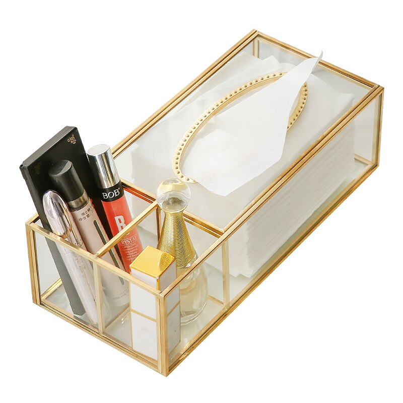 European Style Glass Tissue Box Holder Nordic Luxury Handkerchief Toilet Paper Holder Tissue Case Storage Box Living Room Decor