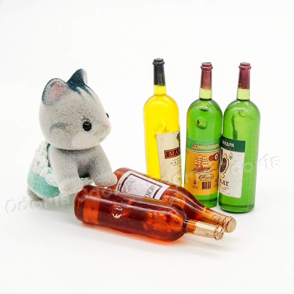 Odoria 1:6 Miniatuur 5 Pcs Multicolor Wijn Sap Flessen Drank Drinken Poppenhuis Keuken Accessoires Eetkamer Bar