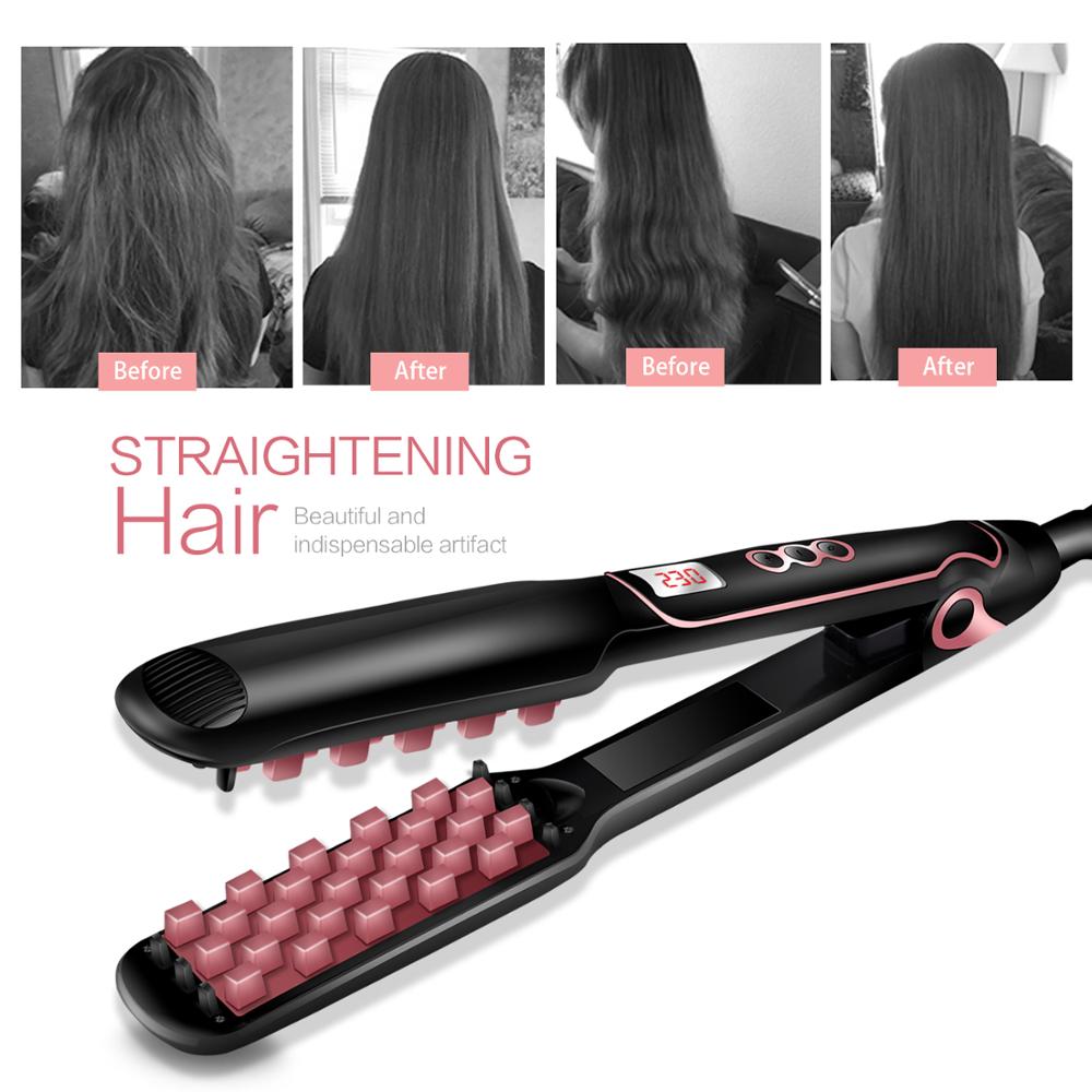 Plancha de pelo voluminizadora plancha rizadora de cerámica rizadora brillante sedoso 2 en 1 plancha alisadora y rizadora plana.