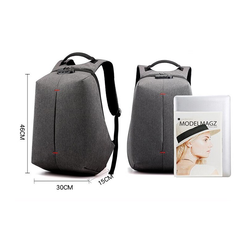 Mochila de negocios para hombre, bolso multifuncional e impermeable de nailon con carga USB, informal, urbano