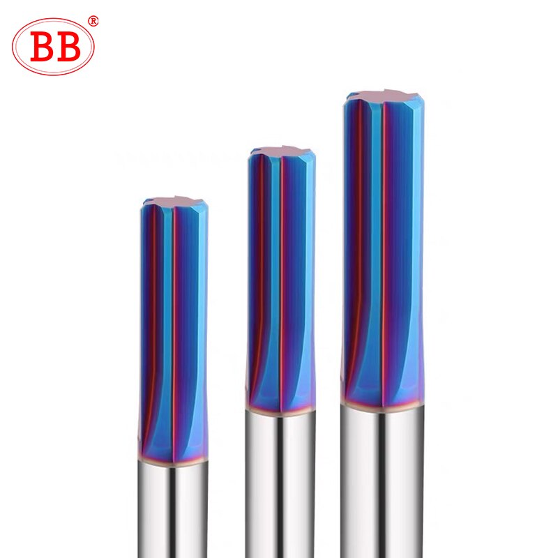 BB Carbide Reamer CNC Machine Hole Deburring Tool Blue Coating HRC60 Lath Cutter Drill Stainless Steel Hard Steel 6mm 8mm 1PCS