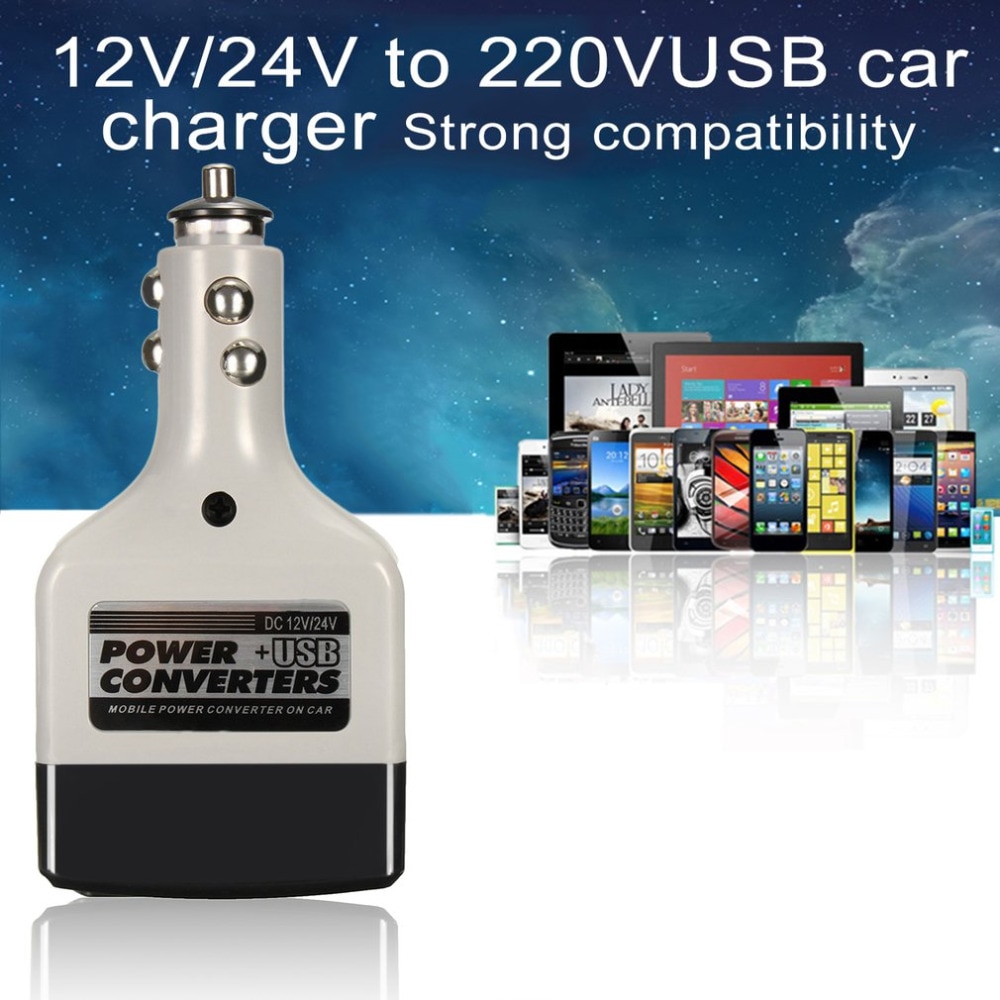 Dc 12/24V Naar Ac 220V Usb Car Mobile Power Inverter Adapter Auto Power Converter Charger gebruikt Voor Alle Mobiele Telefoons