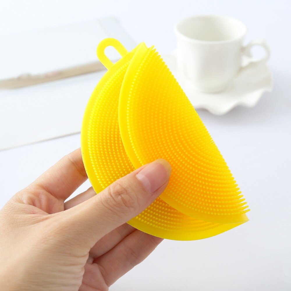 Esponja de silicona antibacteriana para platos, cepillo de limpieza para frutas y verduras, soporte para ollas, 1 unidad, 0794