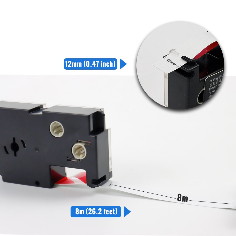 Absonic 3PCS 12mm*8m Compatible For Casio XR-12WE Labels Tape Tags Maker Tapes Cassette Replace For Casio XR-12WE Black on White
