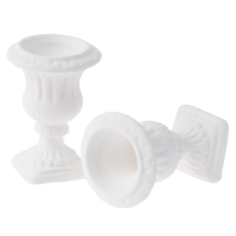 2pcs White Flower Pot Child Puzzle Doll House Miniature 1:12 Model Miniature Dollhouse Furniture DIY Garden Exterior Decoration