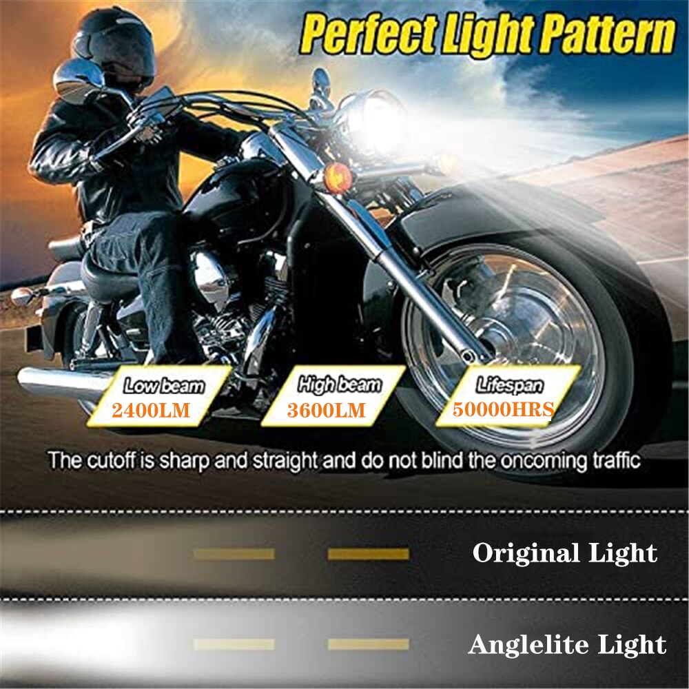 Phare de moto H4 LED rond 7 pouces, pour 93-08 Ducati Monster 1000 600 Halo anneau Amver pour jeep TJ Touring Lada 4x4 Yamaha Niva