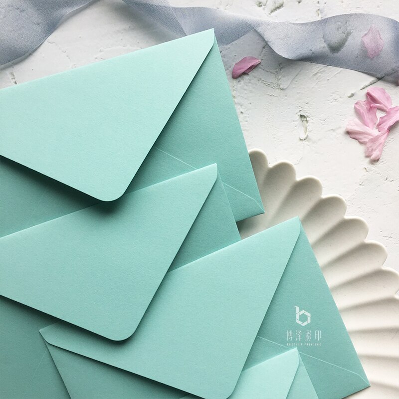 5pcs/pack Blue Wedding Envelopes Gauze Paper Luxury Window Envelopes Size 105mmx155mm