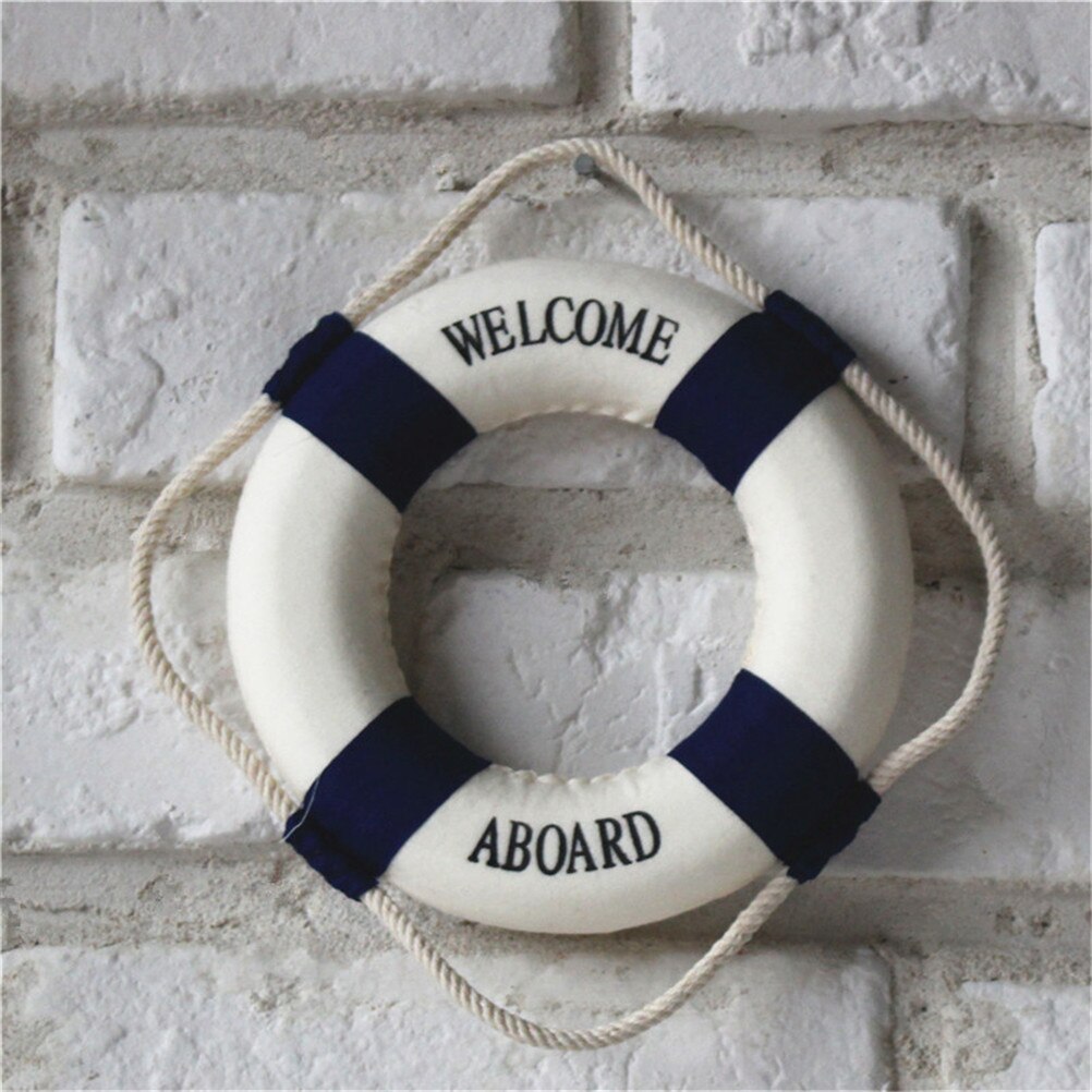 Welcome Aboard Nautical Life Lifebuoy Ring Boat Wall Hanging Home Decoration Mediterranean Style: Blue