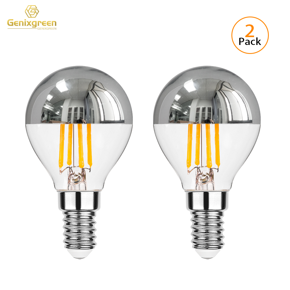 Genixgreen E12 E14 LED miroir ampoule variable 4W G45 haut argent couronne Globe 2700K décor couloir G14 demi Chrome Edison ampoule: Autre / blanc chaud