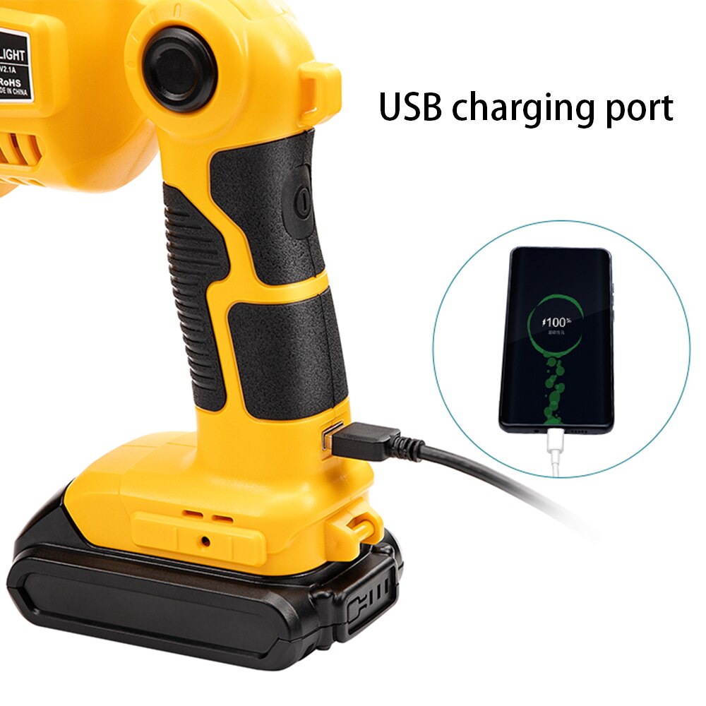 WAKYME LED sans fil torche travail lumière Camping lanterne lampe de poche Portable lampe à main projecteur extérieur pour Dewalt DCL040N 18V