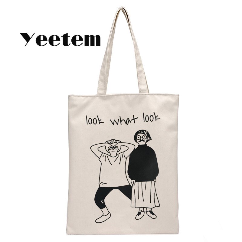 Boodschappentas Student Canvas Handtas Tote Bag School Schoudertassen Eco Reizen Vrouwen Vouwen Winkelen Eco Herbruikbare Opvouwbare Tas