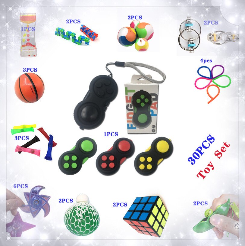 Fidget Sensory Toy Set Stress Relief Toys Autism Anxiety Relief Stress Pop Bubble Toysn for Adultssensory Decompression Artifac: GMK-12