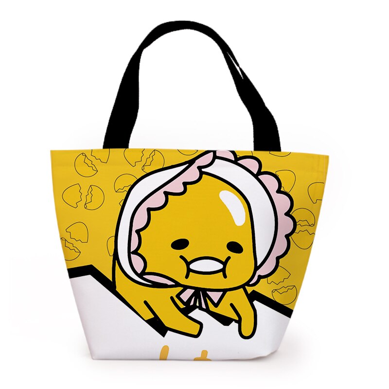 Gudetama Cartoon Cute Canvas Portable Lunch Bags Women Lunch Box Thermo Bag Office School Picnic Cooler Bag Bolsa Termica