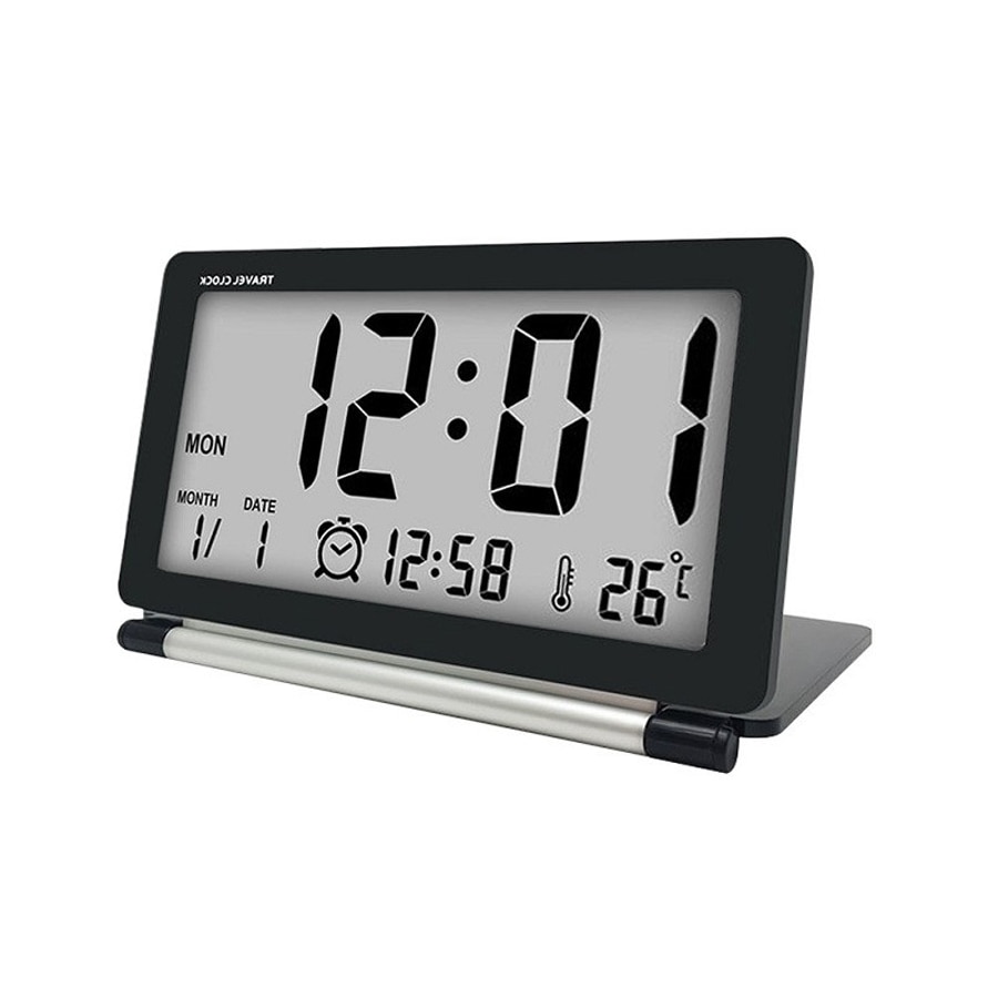 Led digitale wekker reis multifunctionele lcd-scherm digitale tafelklok met thermometer opvouwbare elektronische reisklok