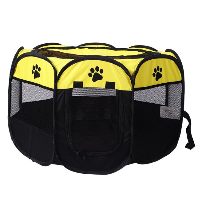 Tragbare Falten Zelt Haustier Hund Haus Käfig Hund Katze Zelt Laufstall Welpen Zwinger Achteckige Zaun Außen Haustier Liefert: yellow / 73x73x43cm