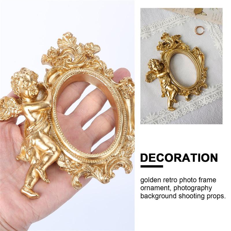 Golden Retro Photo Frame Decoration Home Photography Background Prop(Golden)