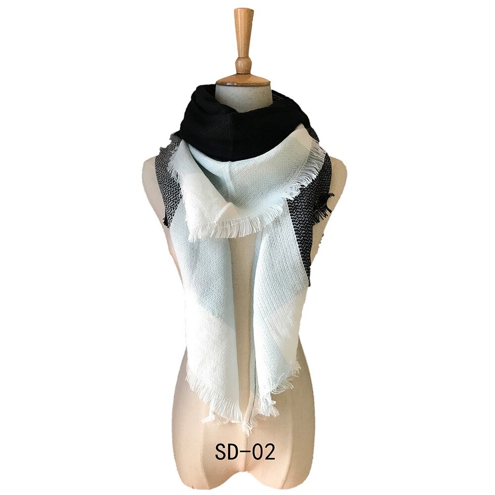 & Plaid Blanket Scarf Women Big Square Long Scarves Warm Tartan Checked Shaw Classic Tassel Plaid Scarf Winter Neck Warmer: E