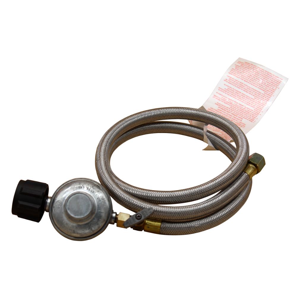 Propane Grill Shut-Off Control Regulator Valve with 4FT Flexible Hose (QCC1 Type 4FT Low Pressure Valve with Shut-Off Valve)